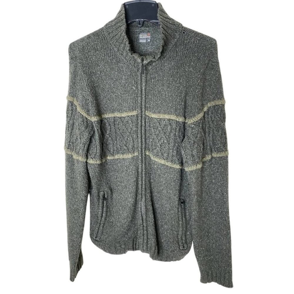 Royal Robbins M Wool-Blend Zip Cardigan Jacket Grandpa Sweater Vintage